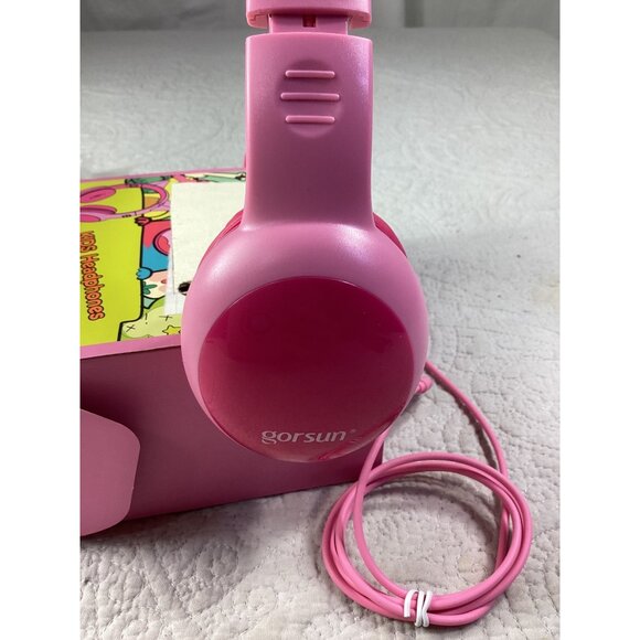 Kids Pink Cat Ear Wired Headphones* Gorsun Adj Headband Soft Cushions 3.5mm Jack - Picture 3 of 6